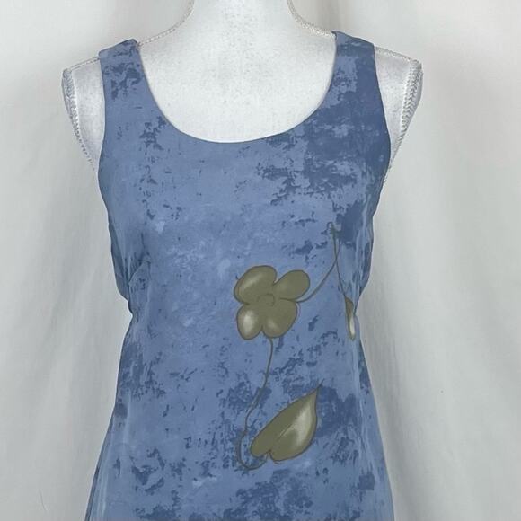 Borcellini Sheer Blue Watercolor Floral Print Career Office Dress NWOT Size 9/10 - Picture 3 of 13